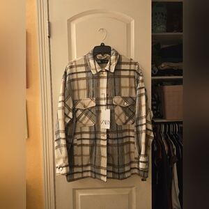 Zara Womens Plaid Shacket Sz M NWT